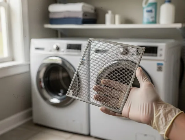 Worthington Dryer Vent Cleaning specialist performing detailed lint trap cleaning service in Worthington