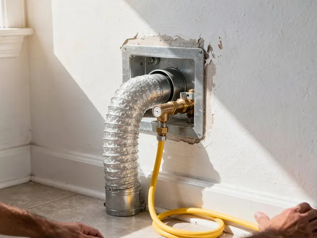 Worthington Dryer Vent Cleaning certified technician performing specialized gas dryer vent cleaning in Worthington